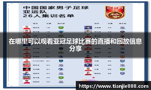 在哪里可以观看亚冠足球比赛的直播和回放信息分享